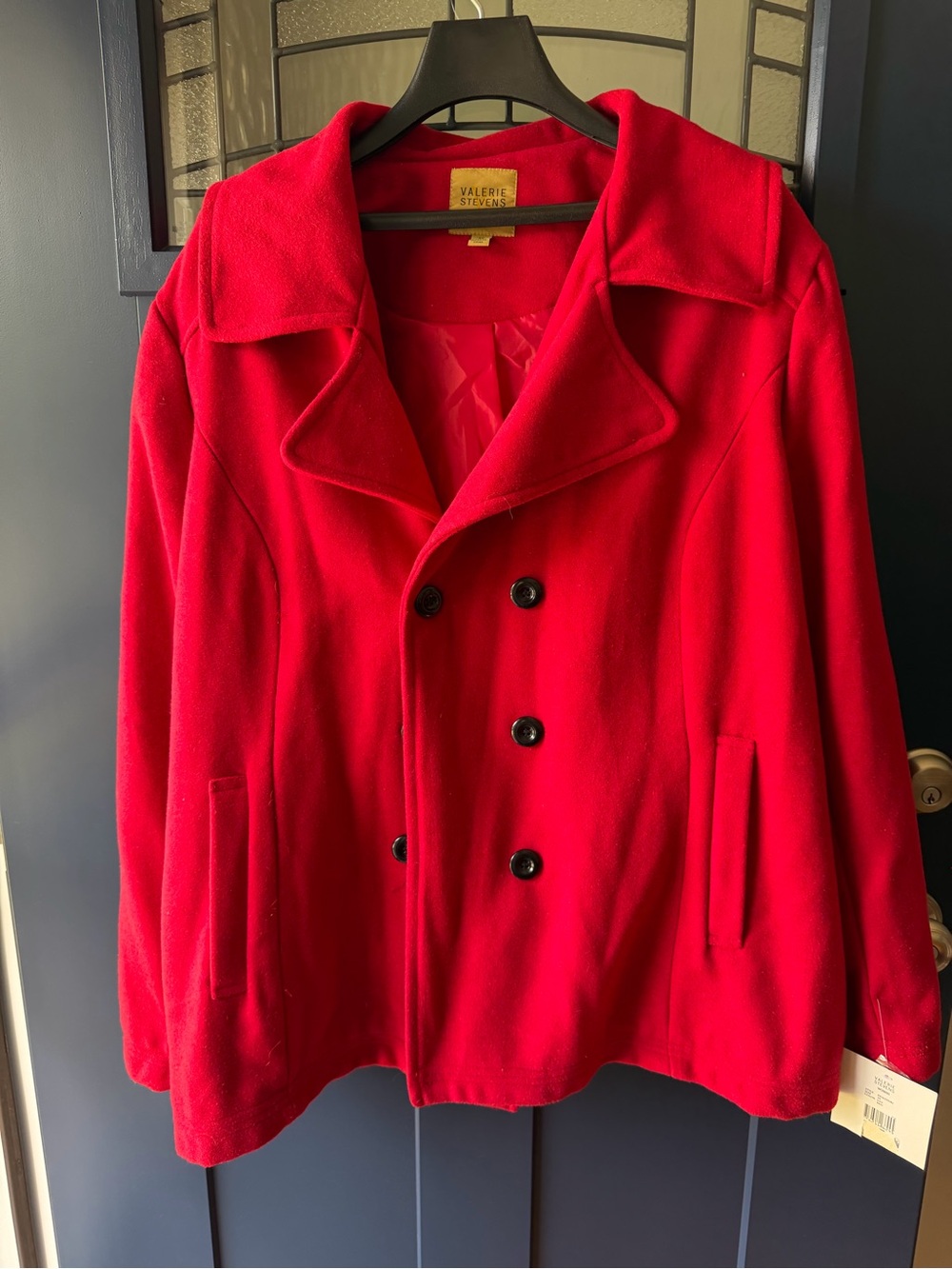 Valerie Stevens Bright Red Double-Breasted Peacoat